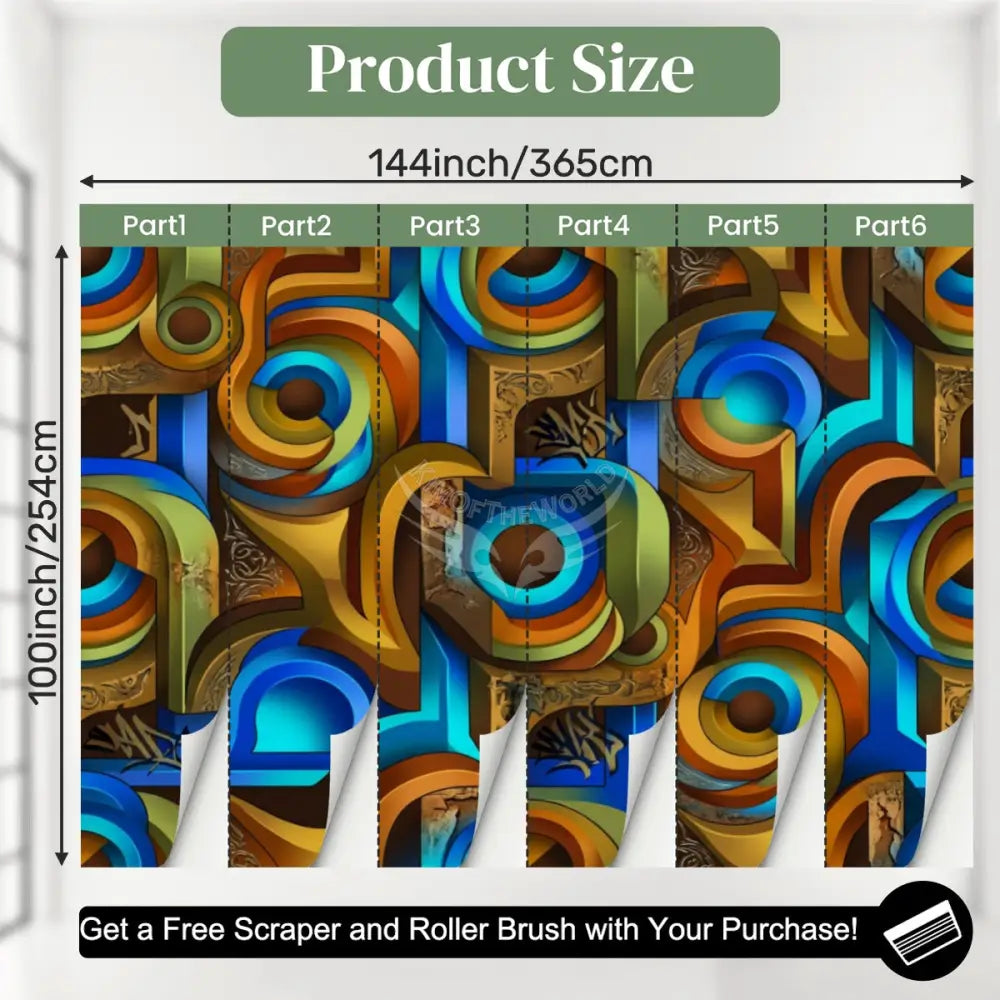 Light Blue 3D Geometric Unpasted Mural Wallpaper 144’’x100’’ 144’’x100’’ Wall Coverings