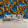 Light Blue 3D Geometric Unpasted Mural Wallpaper 144’’x100’’ 144’’x100’’ Wall Coverings