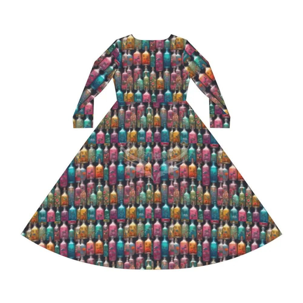 Little Floral Bottles Wallpaper Print Dress – Women’s Long Sleeve AOP L All Over Prints