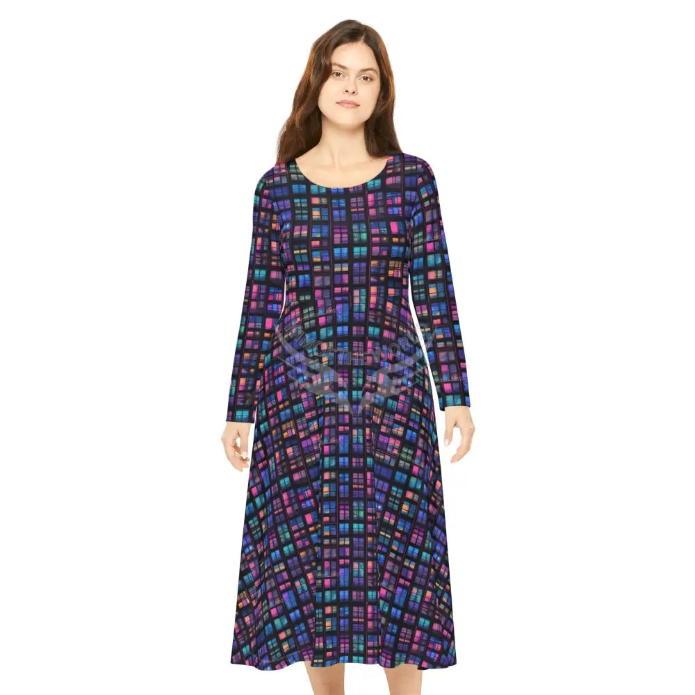 Little Lit Windows Tile Wallpaper Print Dress – Women’s Long Sleeve AOP L All Over Prints