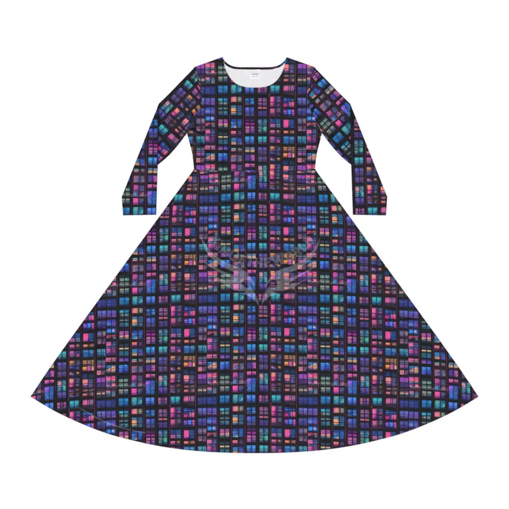 Little Lit Windows Tile Wallpaper Print Dress – Women’s Long Sleeve AOP L All Over Prints