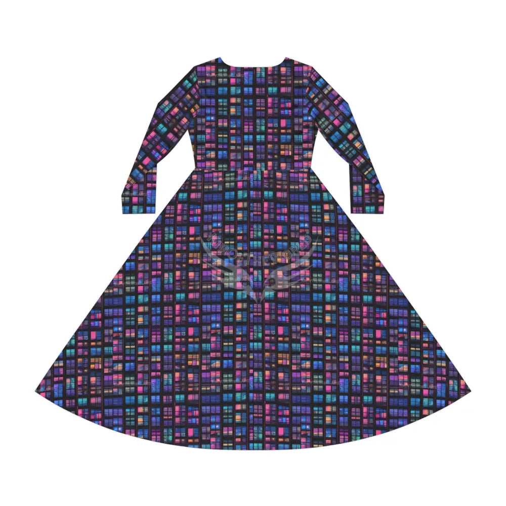 Little Lit Windows Tile Wallpaper Print Dress – Women’s Long Sleeve AOP L All Over Prints