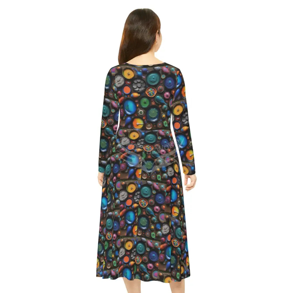 Little Paint Pans Tile Wallpaper Print Dress – Women’s Long Sleeve AOP L All Over Prints