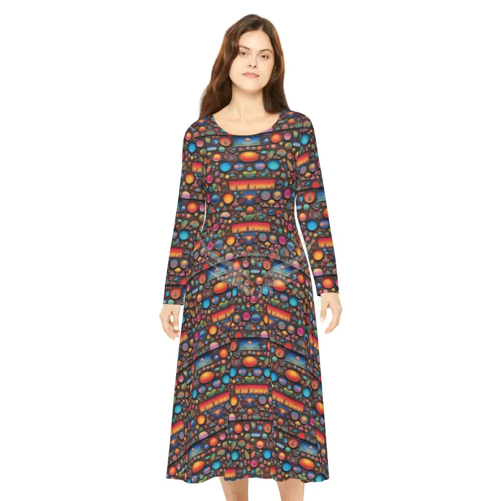 Little Round Windows Wallpaper Print Dress – Women’s Long Sleeve AOP L All Over Prints