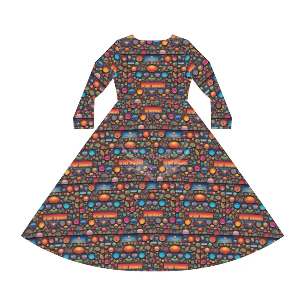 Little Round Windows Wallpaper Print Dress – Women’s Long Sleeve AOP L All Over Prints