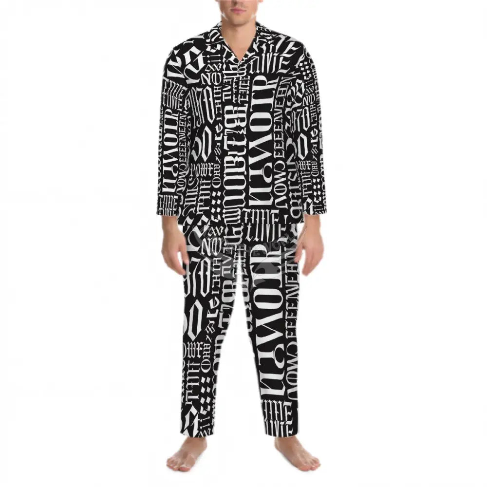 Long Sleeved Print Pajamas for Men Set Customized Services Men’s Pajamas