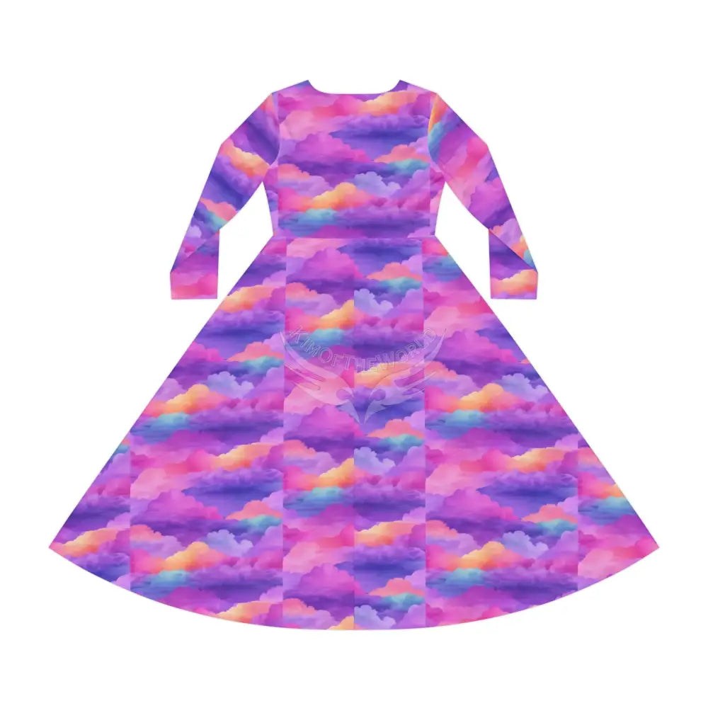 Magenta Clouds Wallpaper Print Dress – Women’s Long Sleeve AOP L All Over Prints