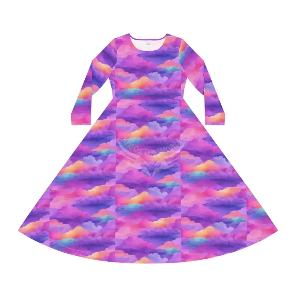 Magenta Clouds Wallpaper Print Dress – Women’s Long Sleeve AOP L All Over Prints