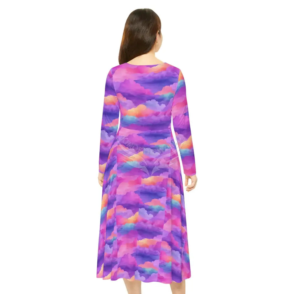 Magenta Clouds Wallpaper Print Dress – Women’s Long Sleeve AOP L All Over Prints