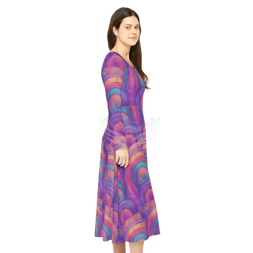 Magenta Swirl Wallpaper Print Dress – Women’s Long Sleeve AOP All Over Prints