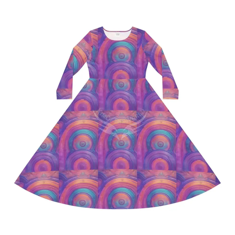 Magenta Swirl Wallpaper Print Dress – Women’s Long Sleeve AOP All Over Prints