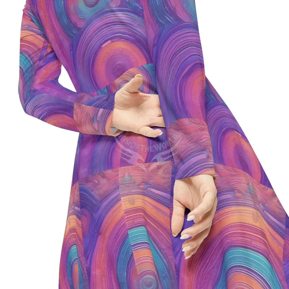 Magenta Swirl Wallpaper Print Dress – Women’s Long Sleeve AOP All Over Prints