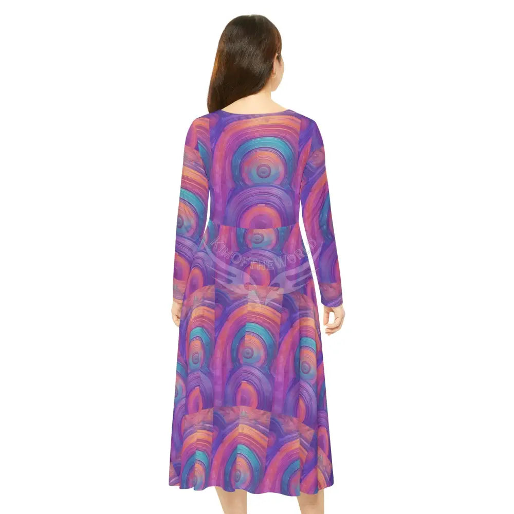Magenta Swirl Wallpaper Print Dress – Women’s Long Sleeve AOP L All Over Prints