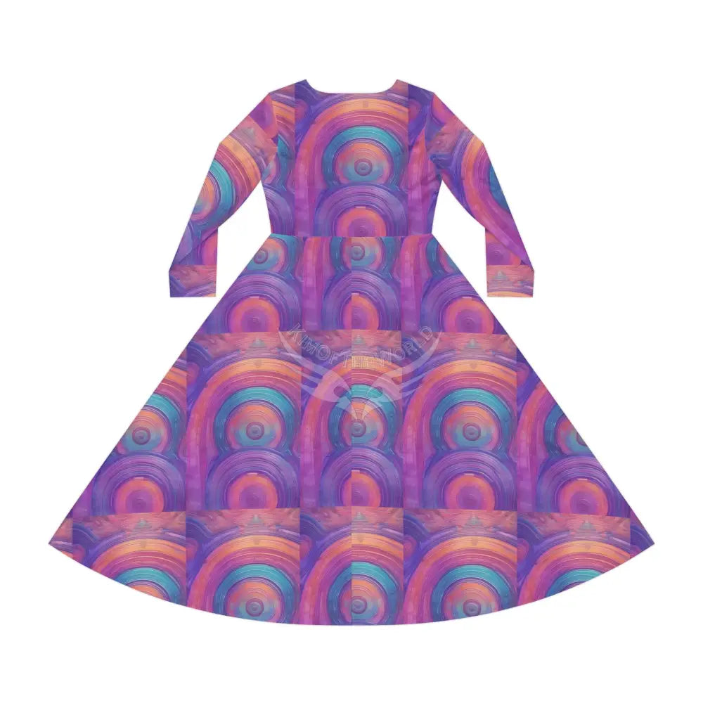 Magenta Swirl Wallpaper Print Dress – Women’s Long Sleeve AOP L All Over Prints