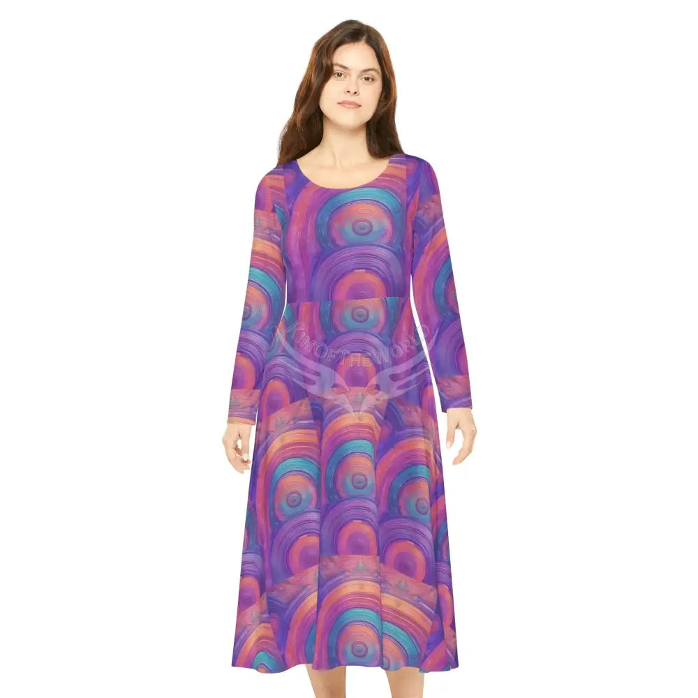 Magenta Swirl Wallpaper Print Dress – Women’s Long Sleeve AOP L All Over Prints