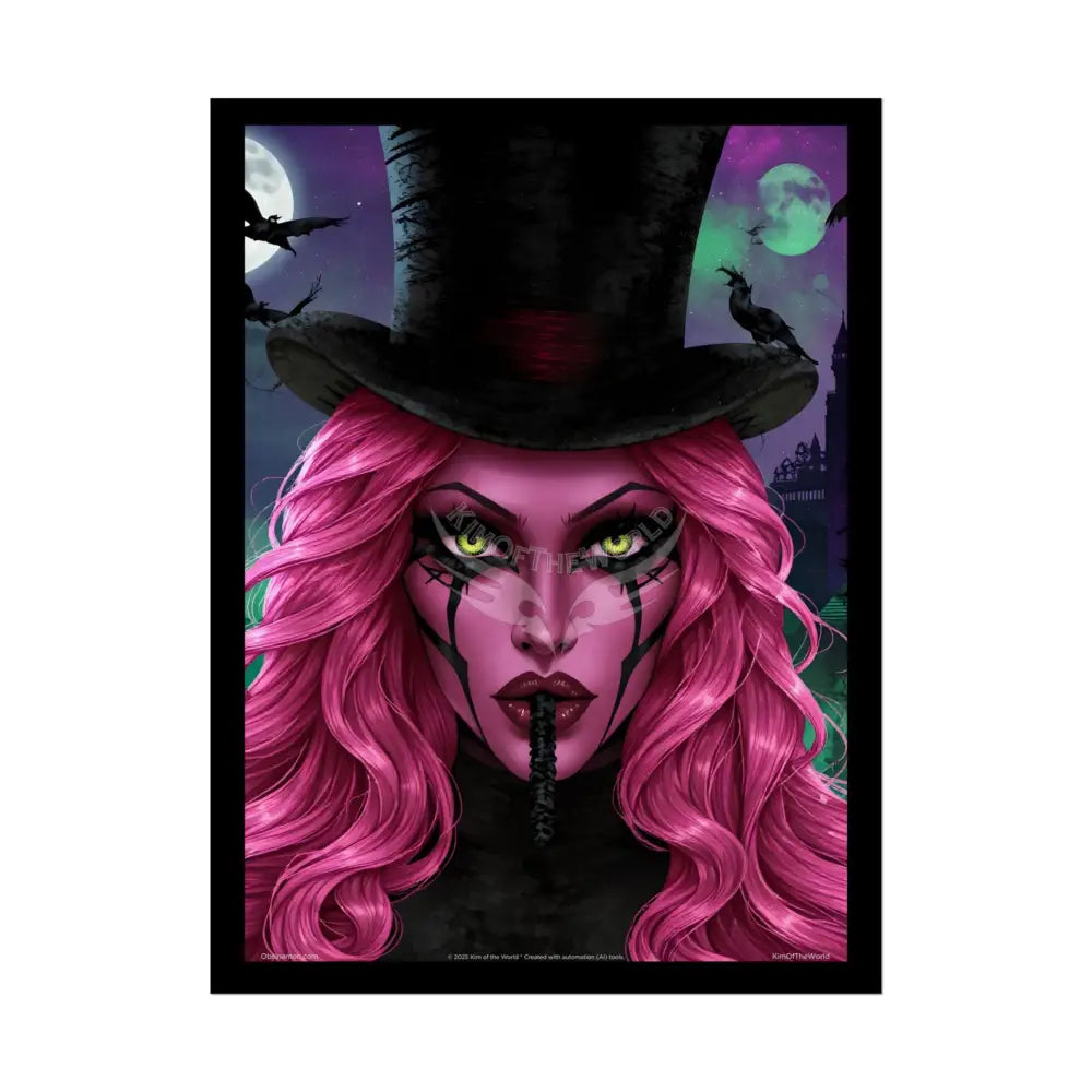 Magician Hat Lady Portrait Poster — Playful Art Print Poster Set Pieces 18″ x 24″ (Vertical) / Semi Glossy Poster