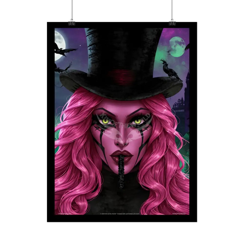 Magician Hat Lady Portrait Poster — Playful Art Print Poster Set Pieces Poster