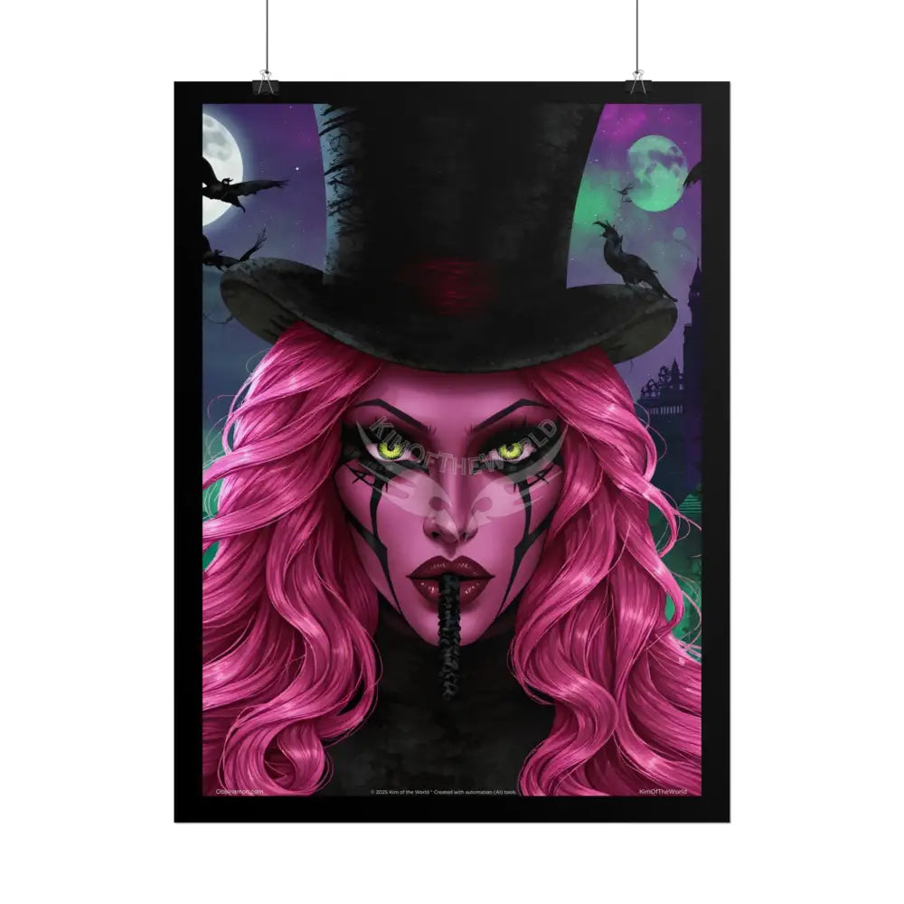 Magician Hat Lady Portrait Poster — Playful Art Print Poster Set Pieces Poster