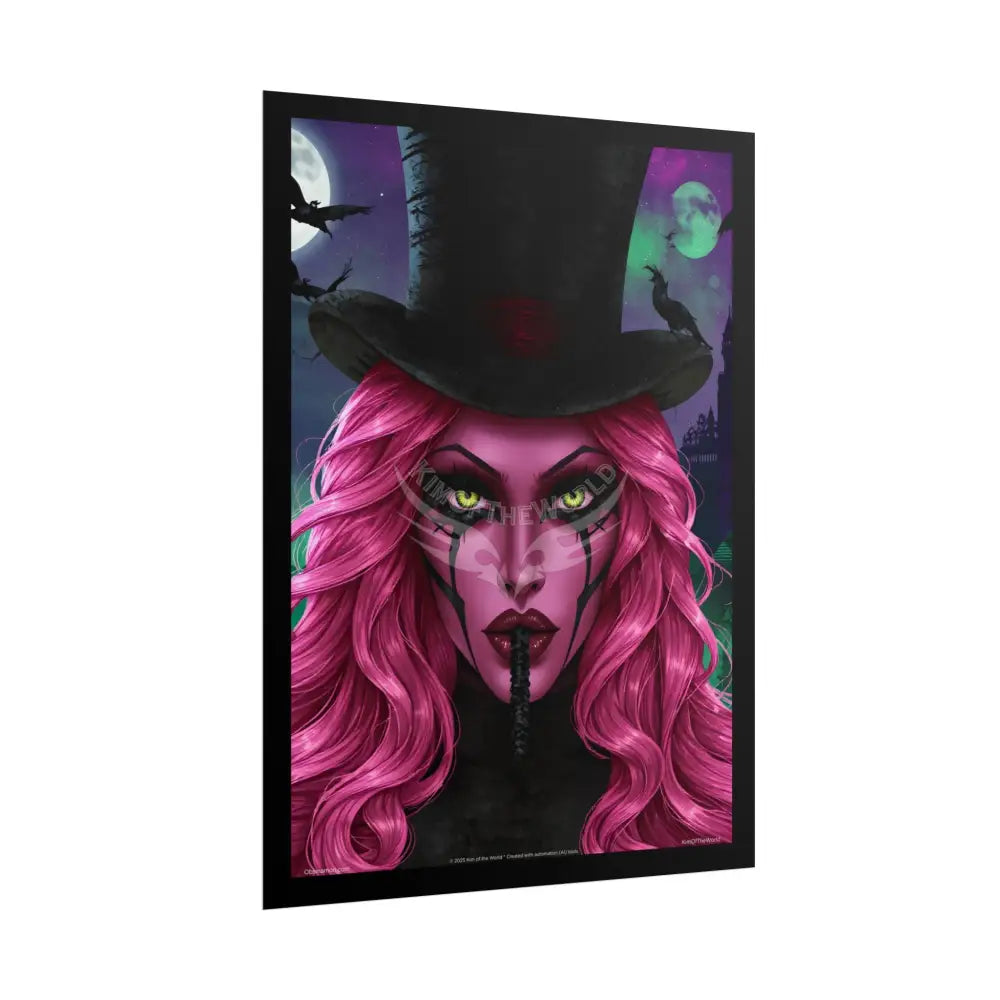 Magician Hat Lady Portrait Poster — Playful Art Print Poster Set Pieces Poster