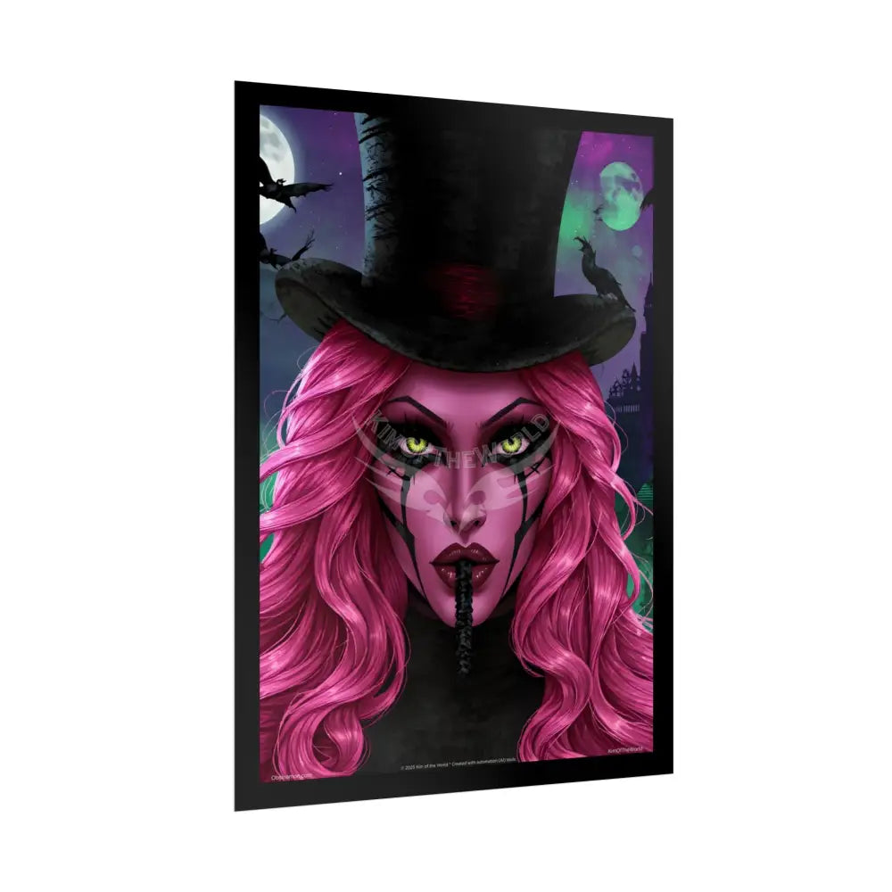 Magician Hat Lady Portrait Poster — Playful Art Print Poster Set Pieces Poster
