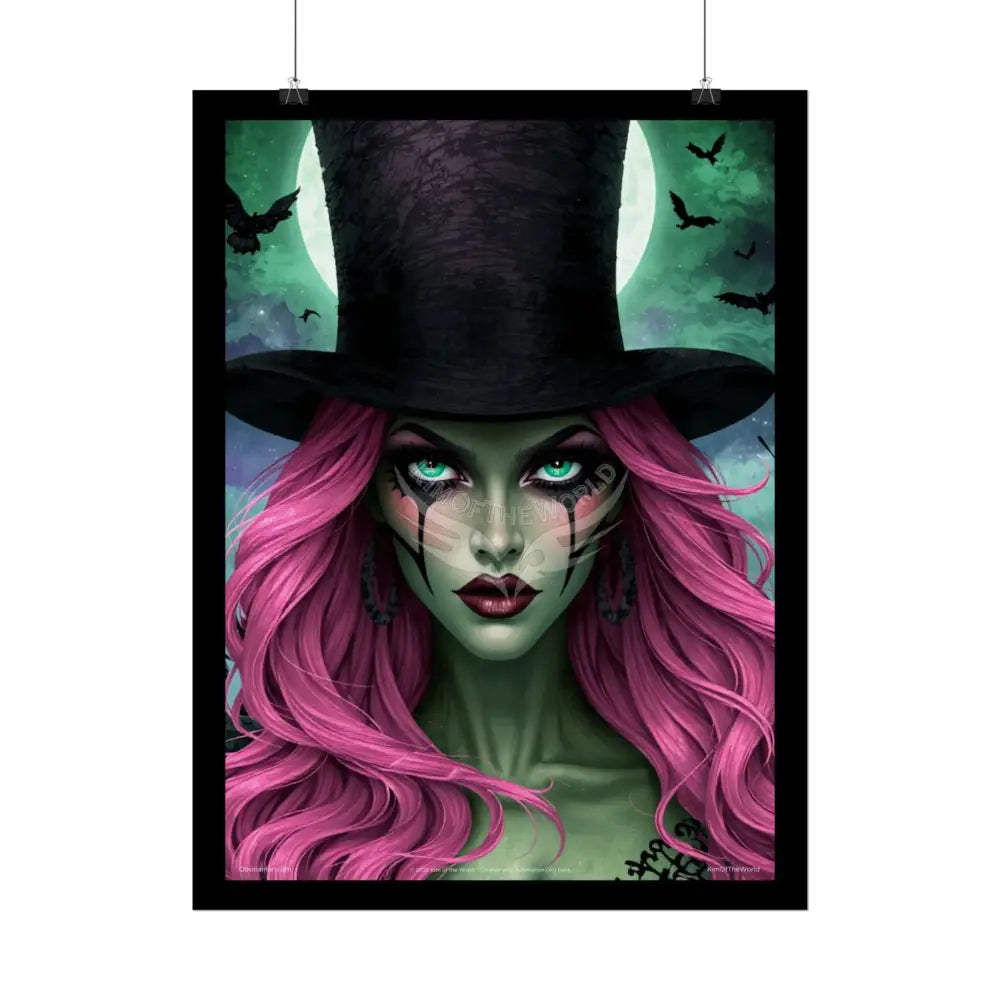 Magician Hat Lady Portrait Poster — Playful Art Print Poster Set Pieces Poster