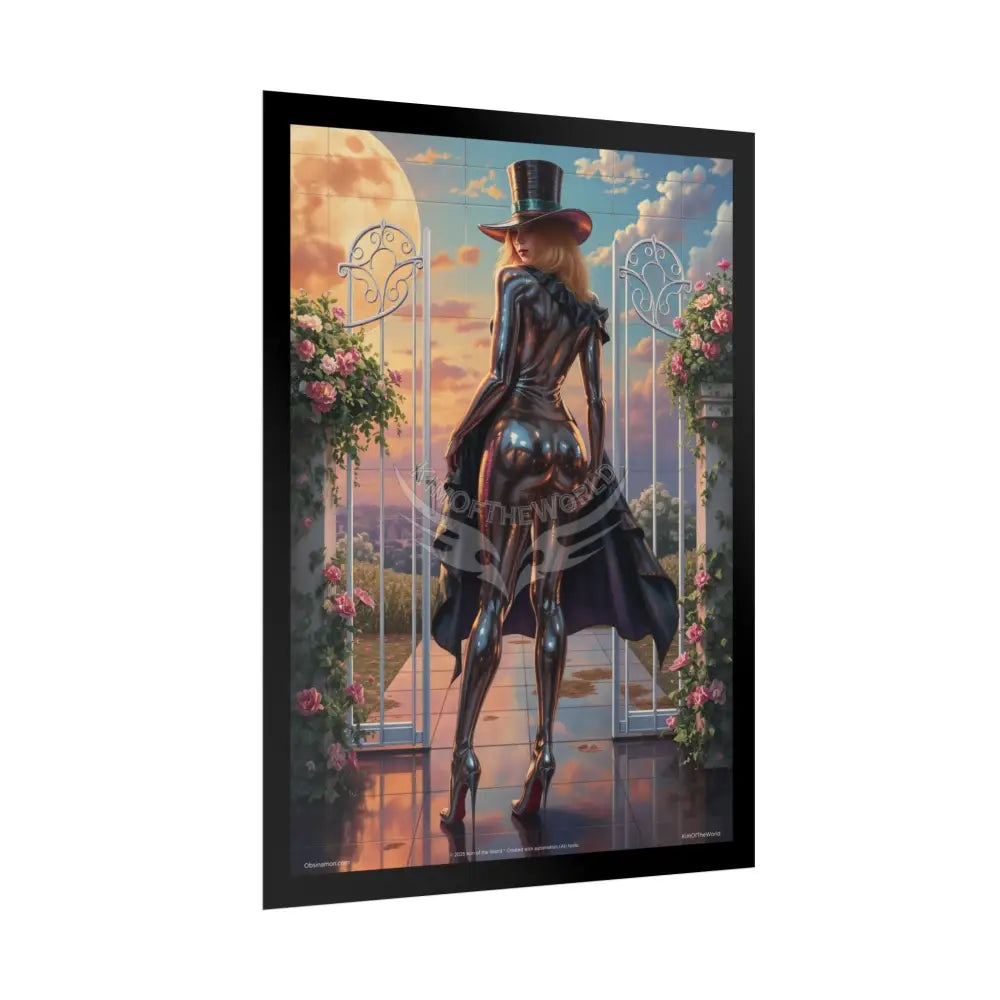 Magician Hat & Rear End Point of View Poster — ’Peek-a-boo! I see your caboose!’ Playful Floral Print Poster