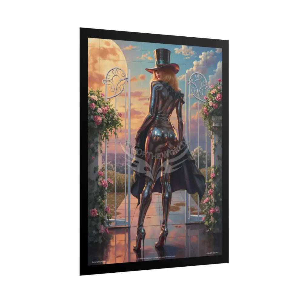 Magician Hat & Rear End Point of View Poster — ’Peek-a-boo! I see your caboose!’ Playful Floral Print Poster