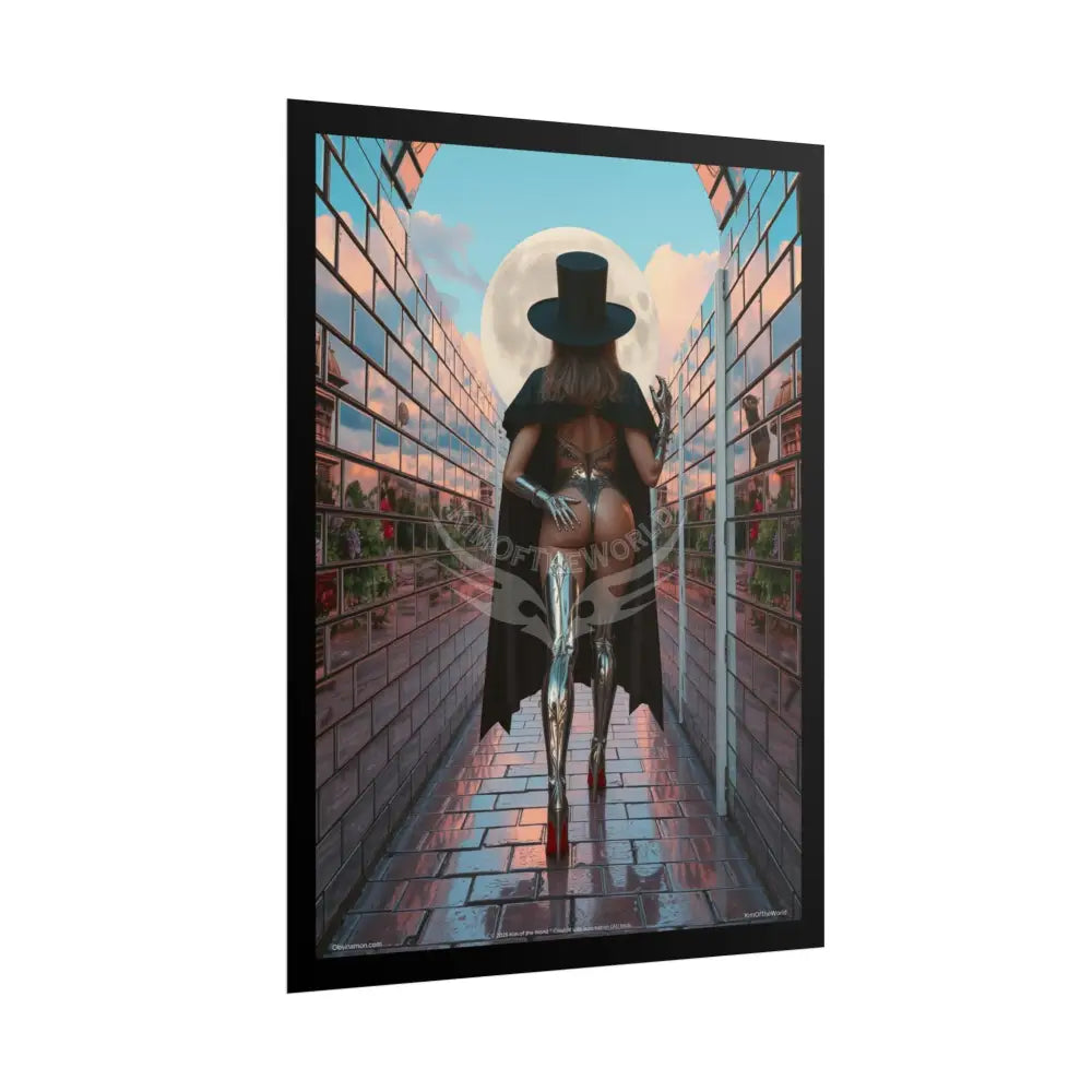 Magician Hat & Stiletto Rear End Peek-a-Boo Point of View Poster — Playful Floral Reflection Naughty Print Poster Set