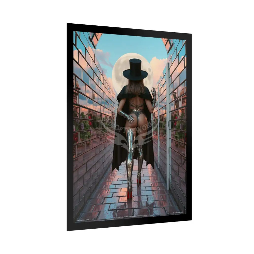 Magician Hat & Stiletto Rear End Peek-a-Boo Point of View Poster — Playful Floral Reflection Naughty Print Poster Set