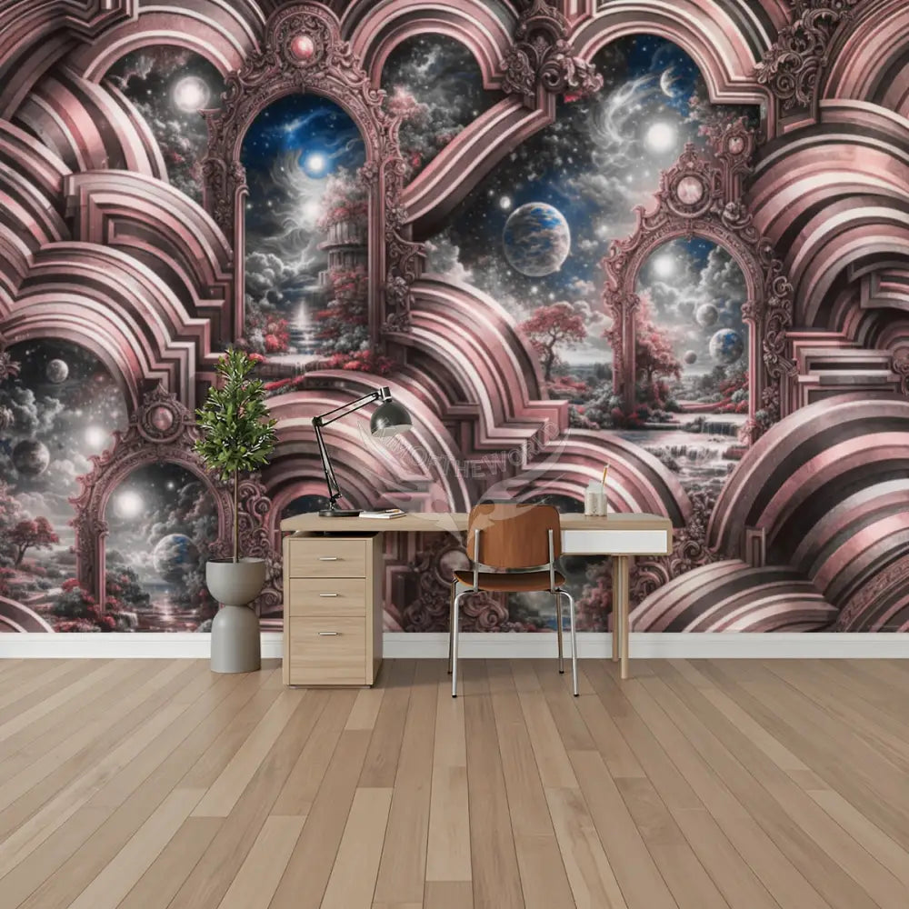 Mauve Vintage Dreams Unpasted Mural Wallpaper 144’’x100’’ - 144’’x100’’ - Wall Coverings