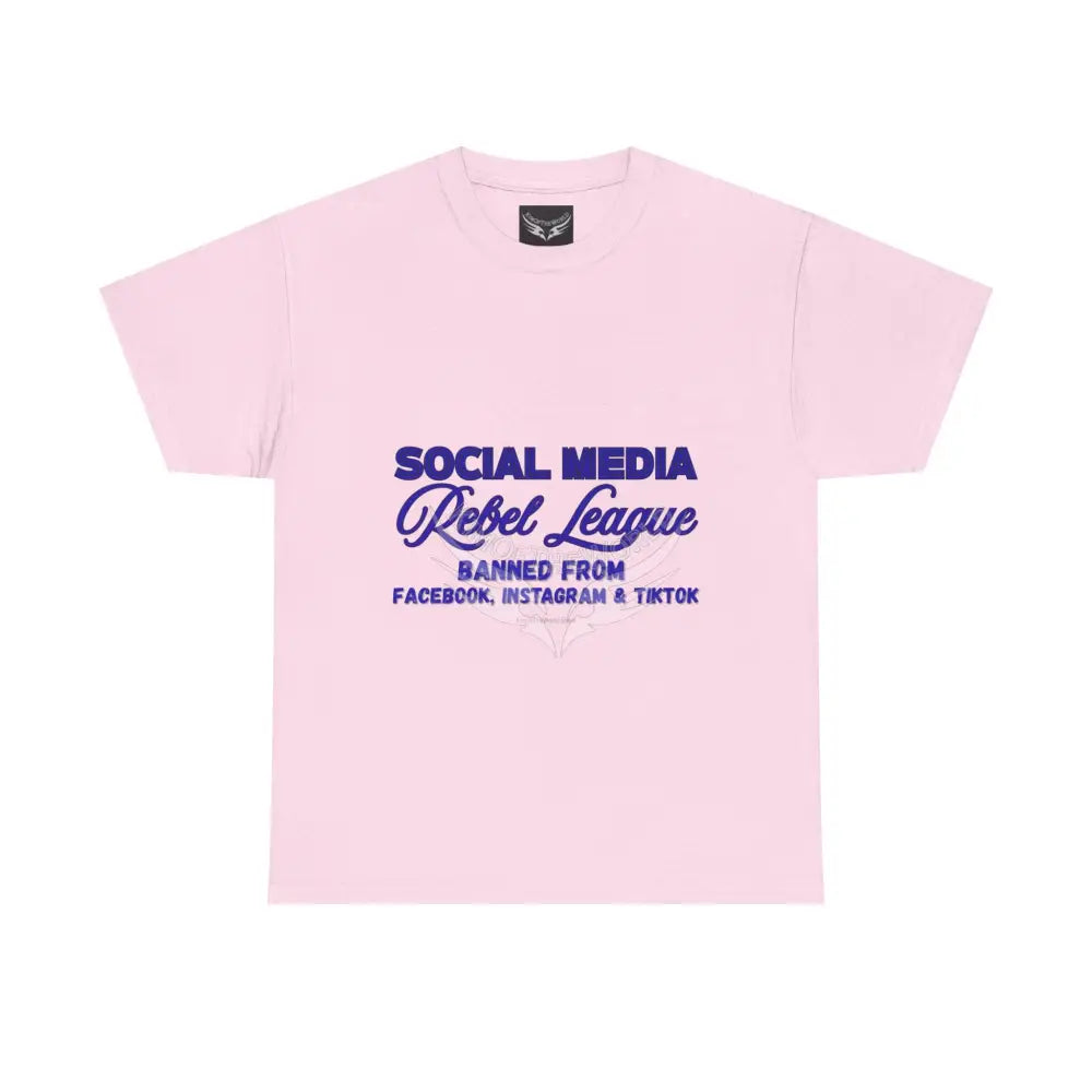 Media Rebel League Tee — ’Banned from Instagram Facebook & TikTok’ Protest Shirt Light Pink / S T-Shirt