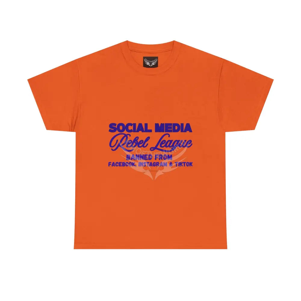 Media Rebel League Tee — ’Banned from Instagram Facebook & TikTok’ Protest Shirt Orange / S T-Shirt