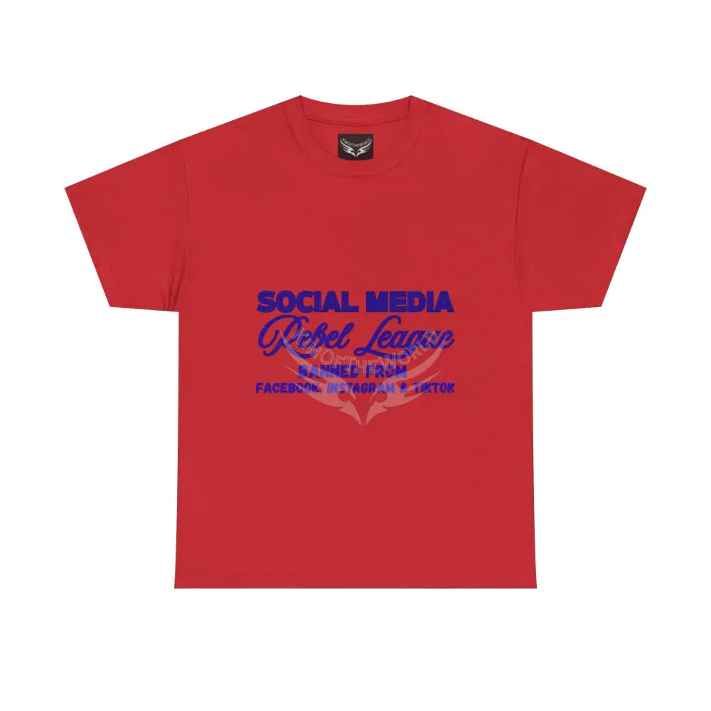 Media Rebel League Tee — ’Banned from Instagram Facebook & TikTok’ Protest Shirt Red / S T-Shirt