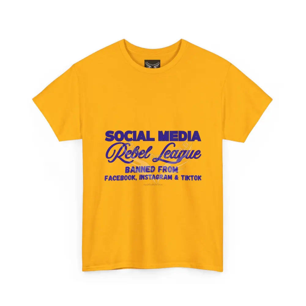 Media Rebel League Tee — ’Banned from Instagram Facebook & TikTok’ Protest Shirt T-Shirt
