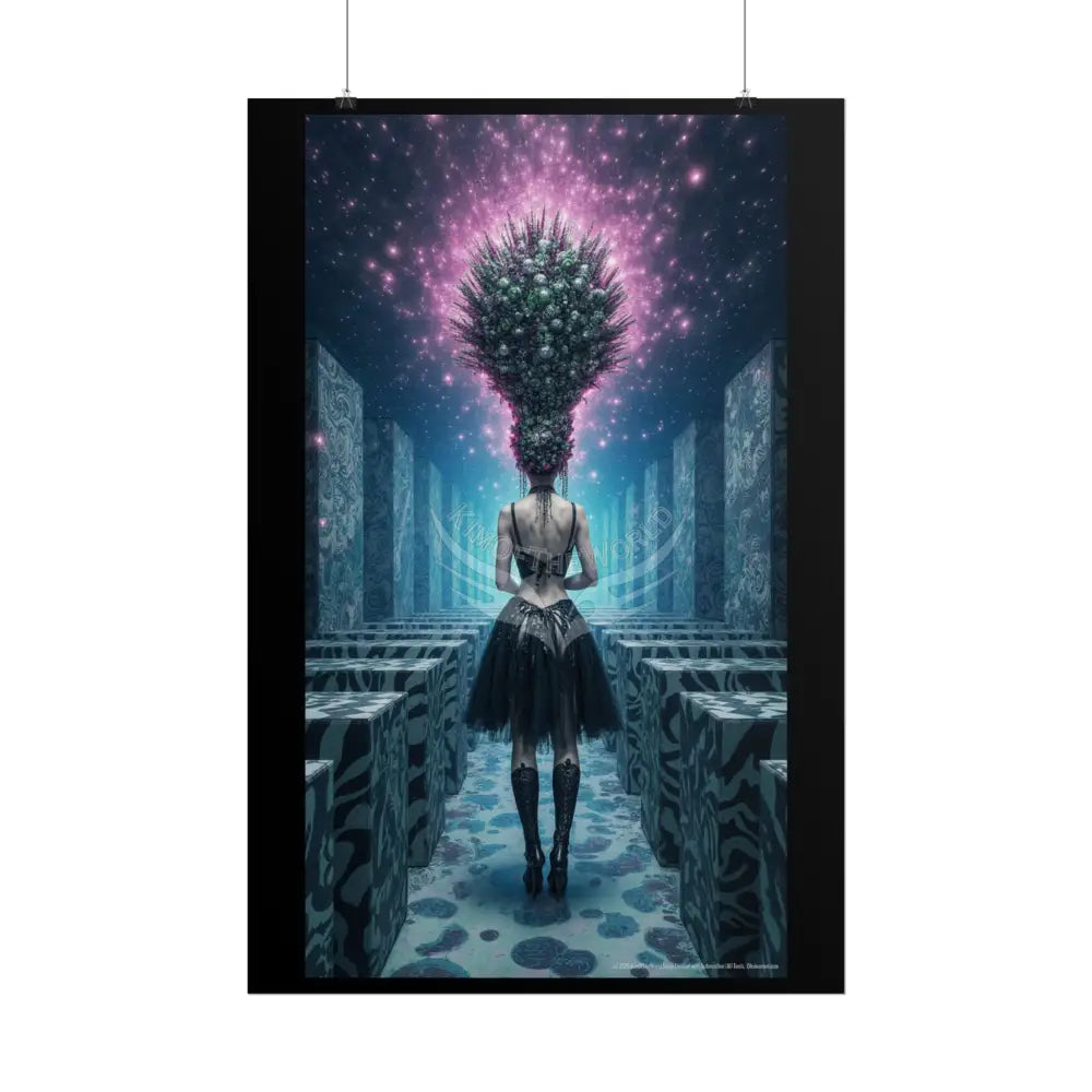 Mega HairStyles ’Rear View’ Funky Hairstyle Sexy Woman on Car Art Print - Fantasy Girls Poster Poster