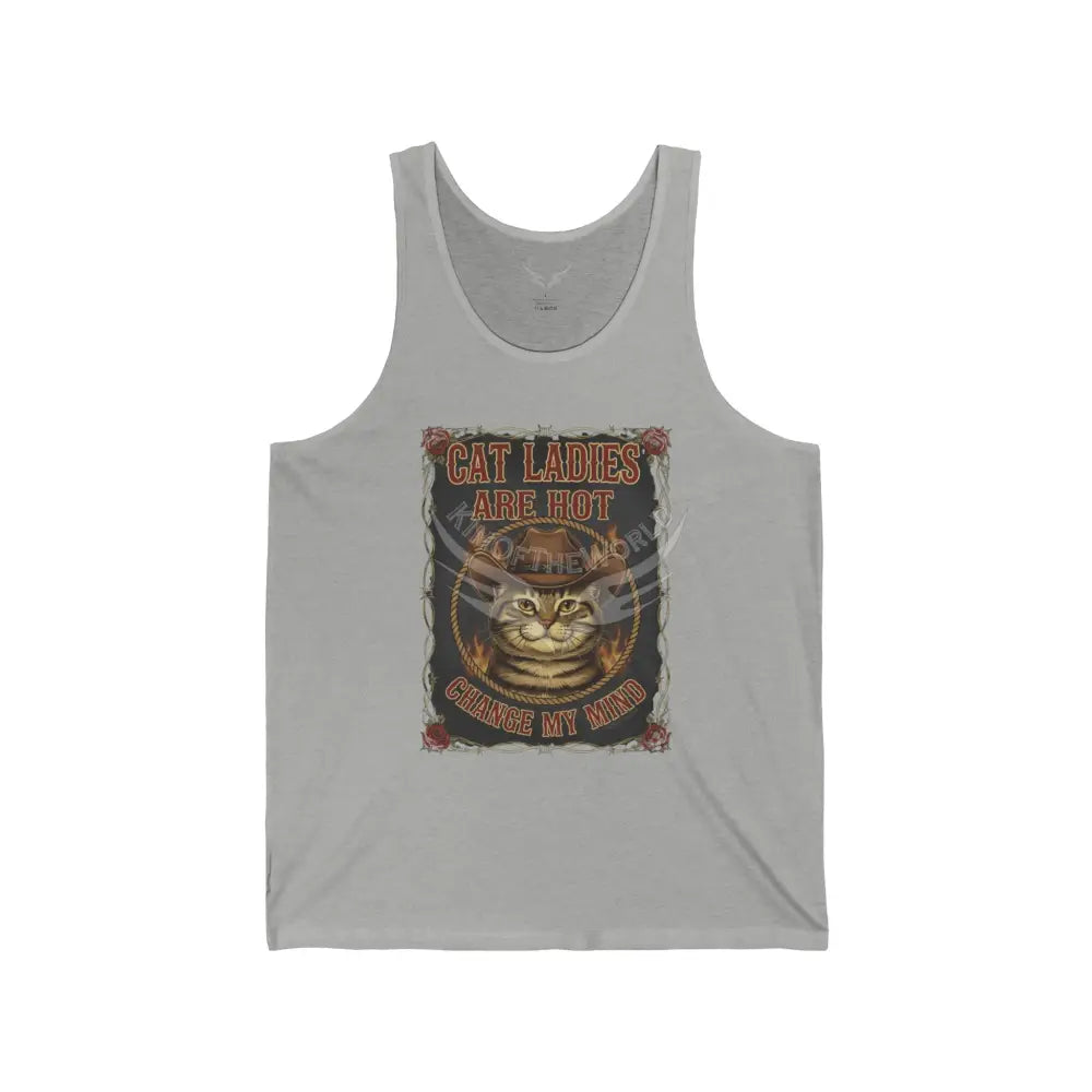 Men’s Cowboy Cat Firefighter Cat Tank Top — ’Cat Ladies Are Hot - Change My Mind’ Graphic Tank Tank Top