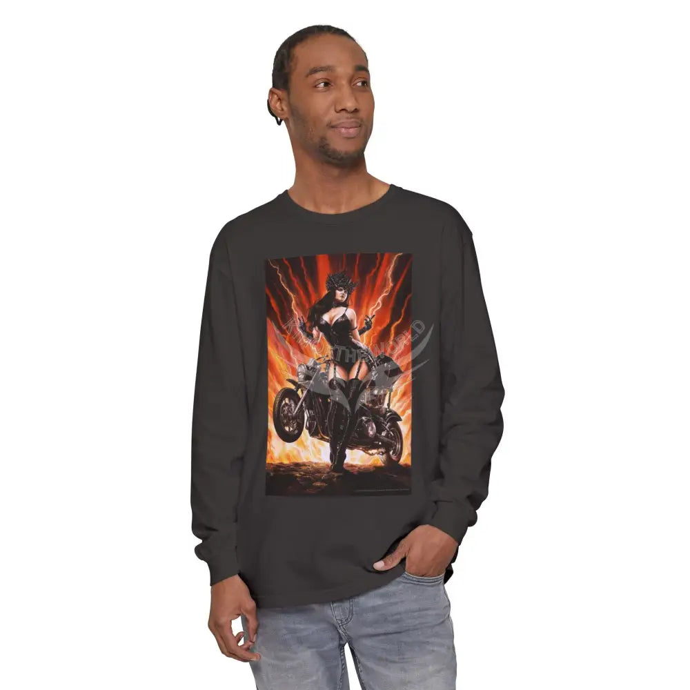 Men’s Long Sleeve Ride on Fire Lady Long Sleeve Tee Long-sleeve