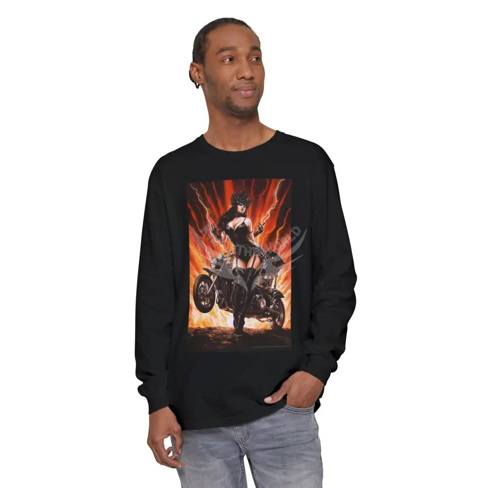 Men’s Long Sleeve Ride on Fire Lady Long Sleeve Tee Long-sleeve