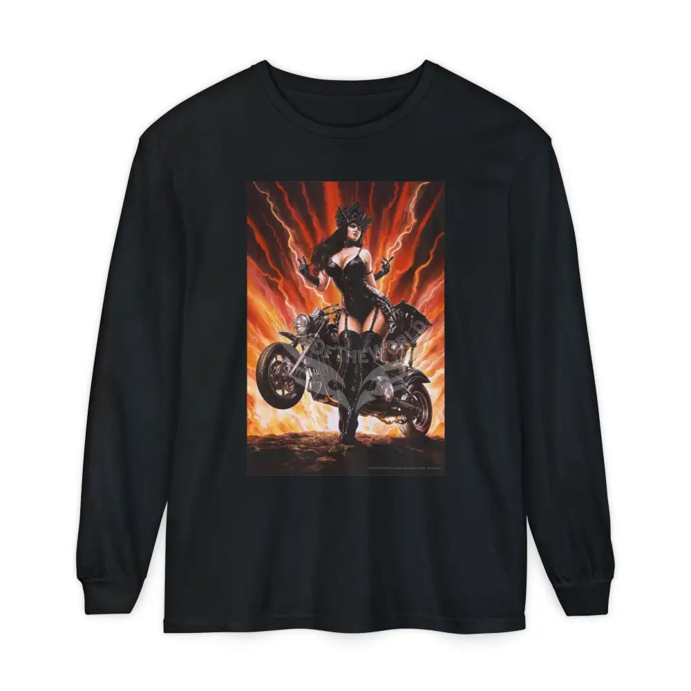 Men’s Long Sleeve Ride on Fire Lady Long Sleeve Tee Black / S Long-sleeve