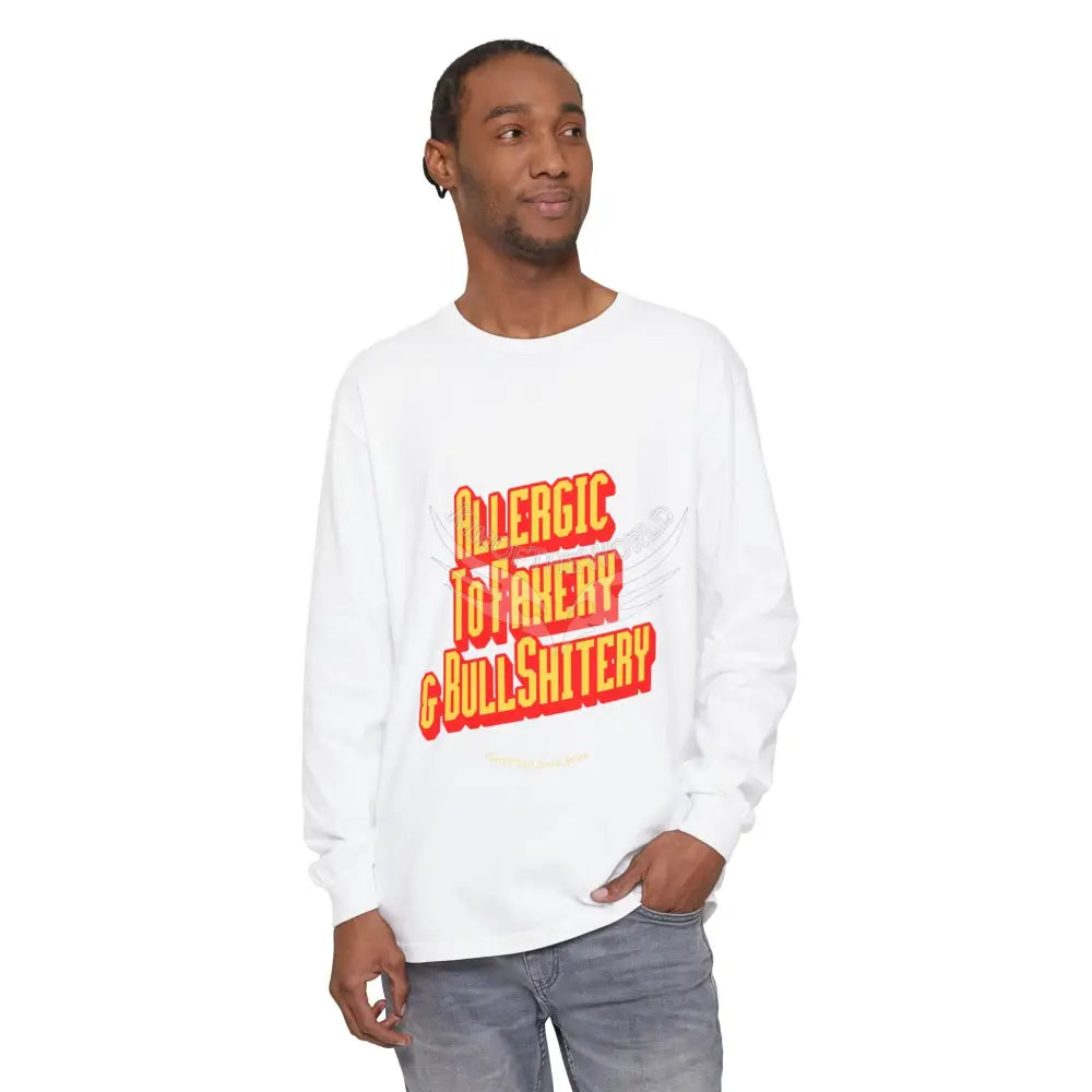 Men’s Shirt Goth ’Allergic to Fakery and BullShitery’ Long Sleeve Tee Long-sleeve