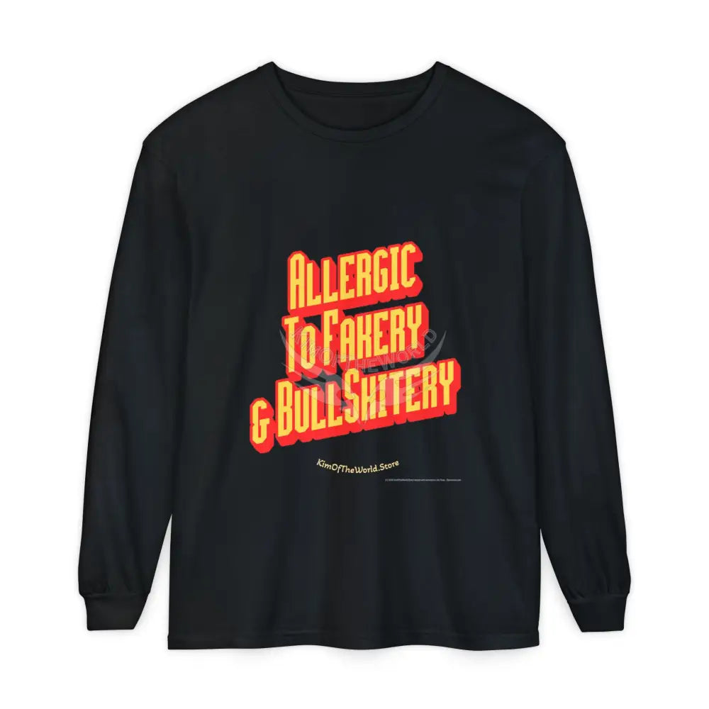 Men’s Shirt Goth ’Allergic to Fakery and BullShitery’ Long Sleeve Tee Black / S Long-sleeve