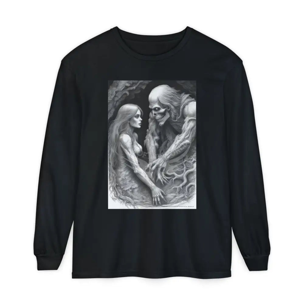 Men’s Shirt Goth Mismatched Couple Photo Long Sleeve Tee Black / S Long-sleeve