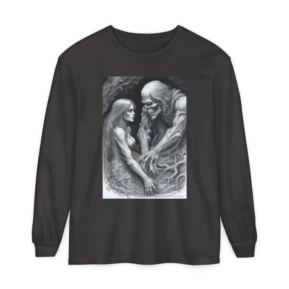 Men’s Shirt Goth Mismatched Couple Photo Long Sleeve Tee Graphite / S Long-sleeve