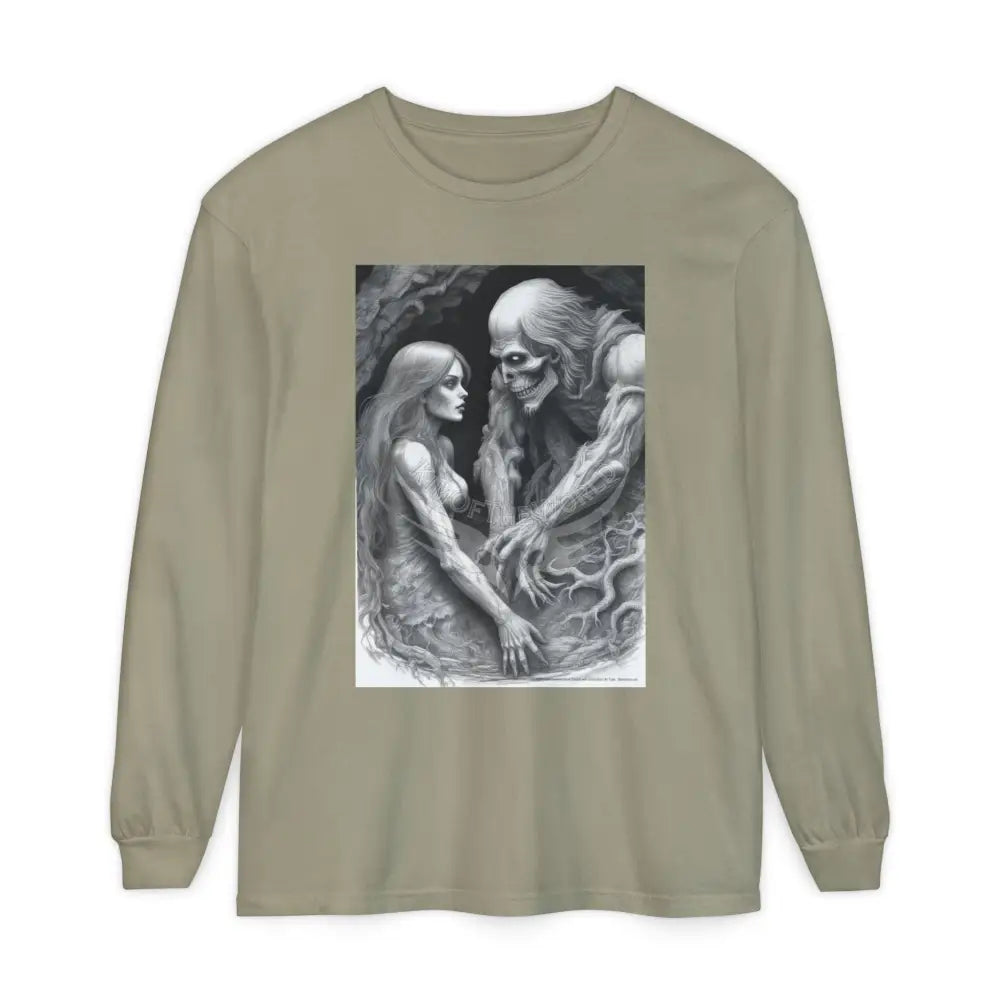 Men’s Shirt Goth Mismatched Couple Photo Long Sleeve Tee Sandstone / S Long-sleeve