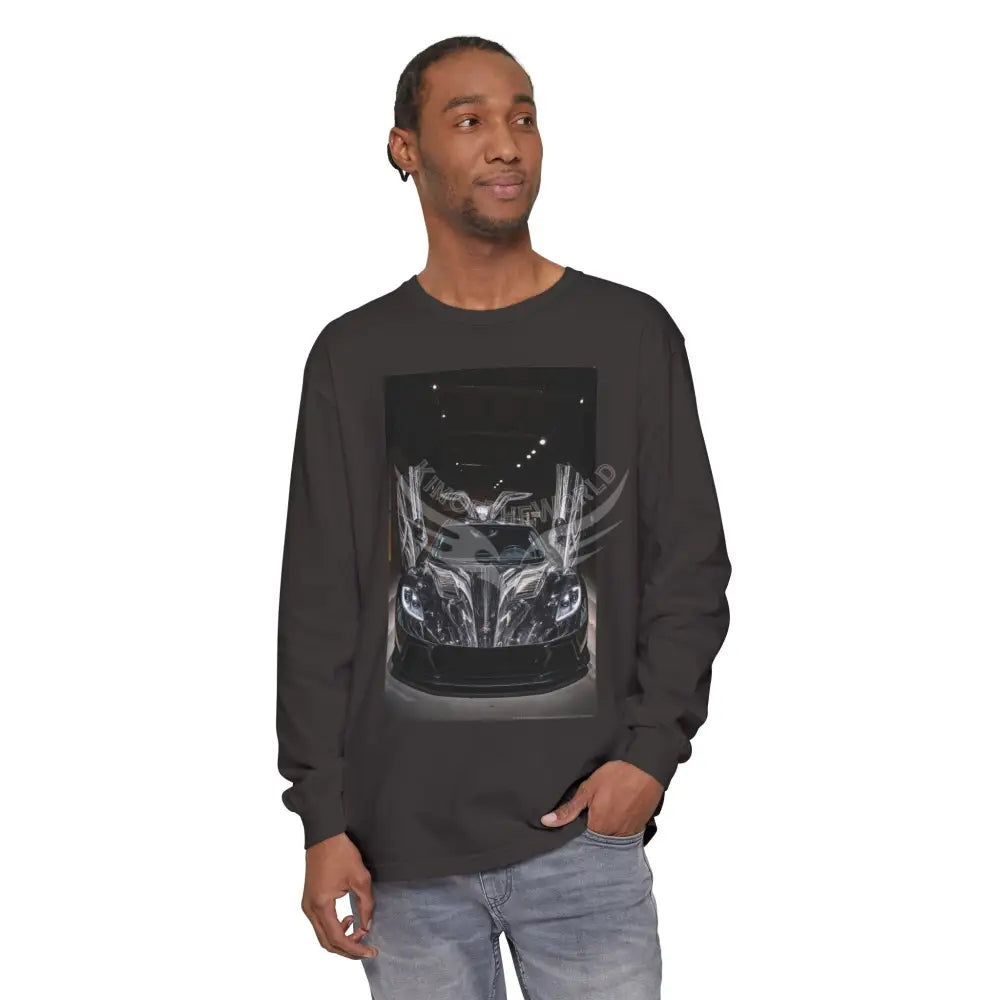 Men’s Shirt Luxury Sports Car Photo Long Sleeve Tee Graphite / S Long-sleeve