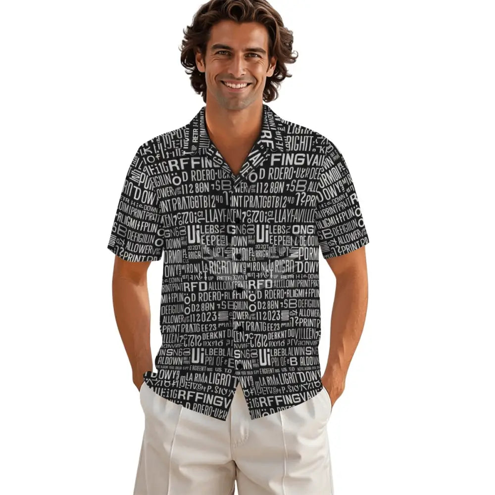 Men’s Short-Sleeve Button-Down Shirt - All Over Print S Men’s T-shirts