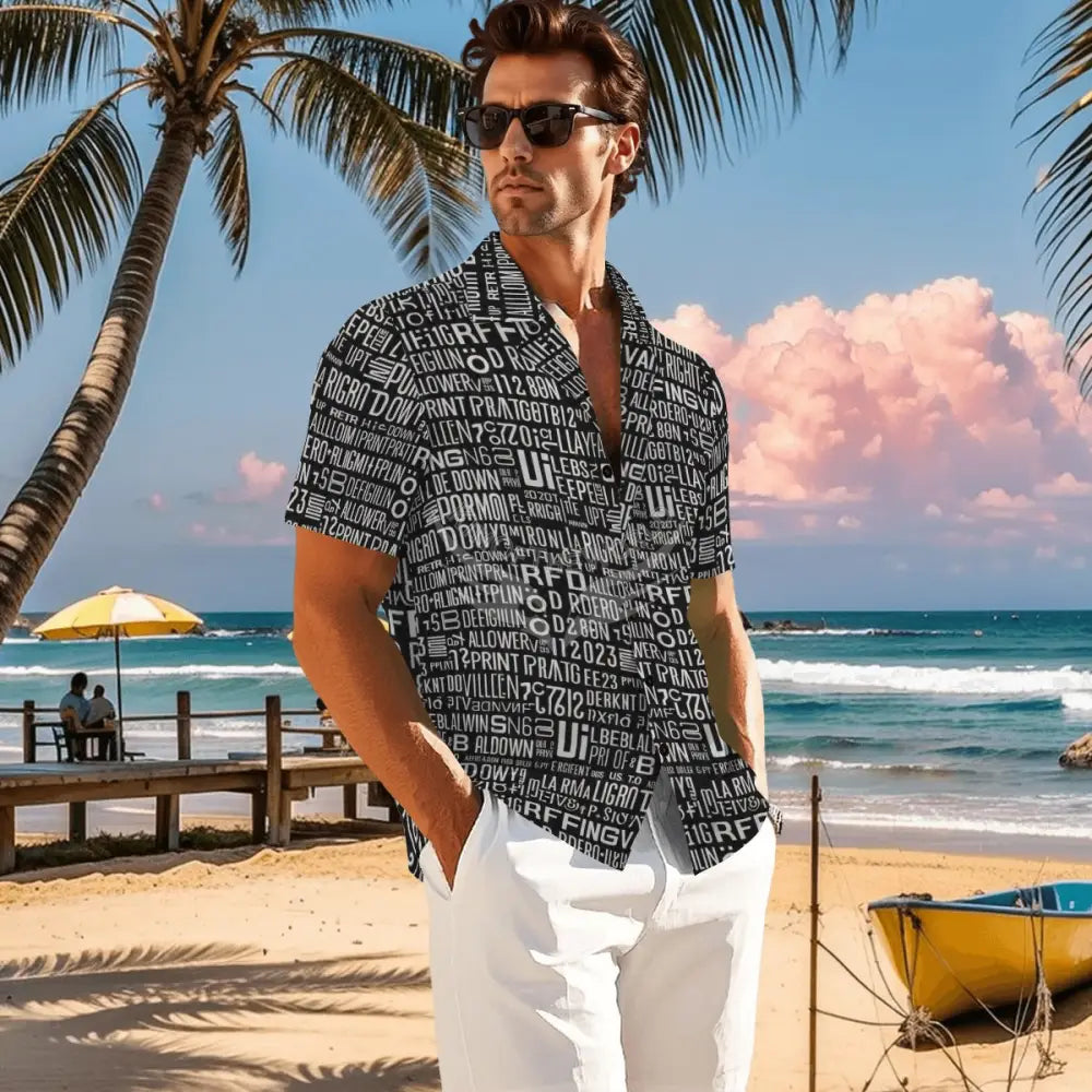 Men’s Short-Sleeve Button-Down Shirt - All Over Print Men’s T-shirts