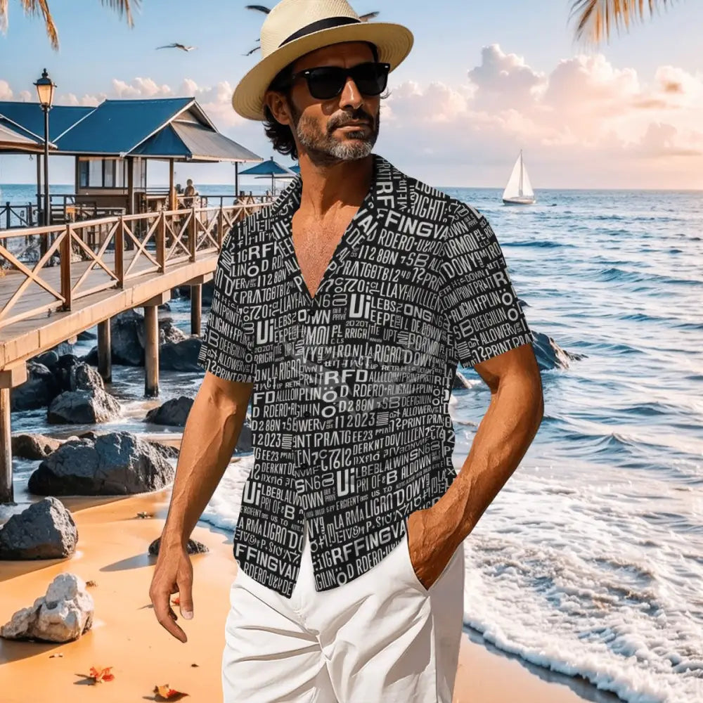Men’s Short-Sleeve Button-Down Shirt - All Over Print Men’s T-shirts