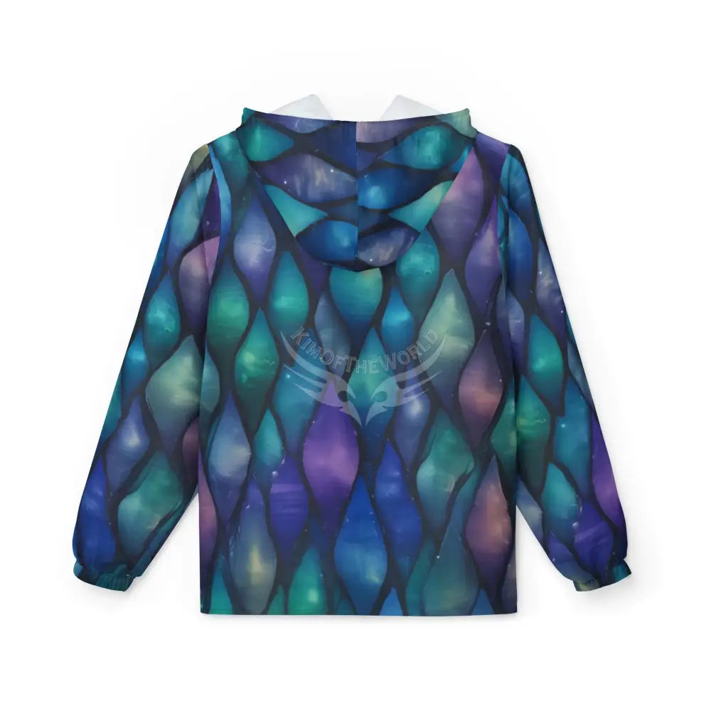 Mermaid Scale Windbreaker Jacket — Iridescent Teal & Purple All-Over Print L Outerwear