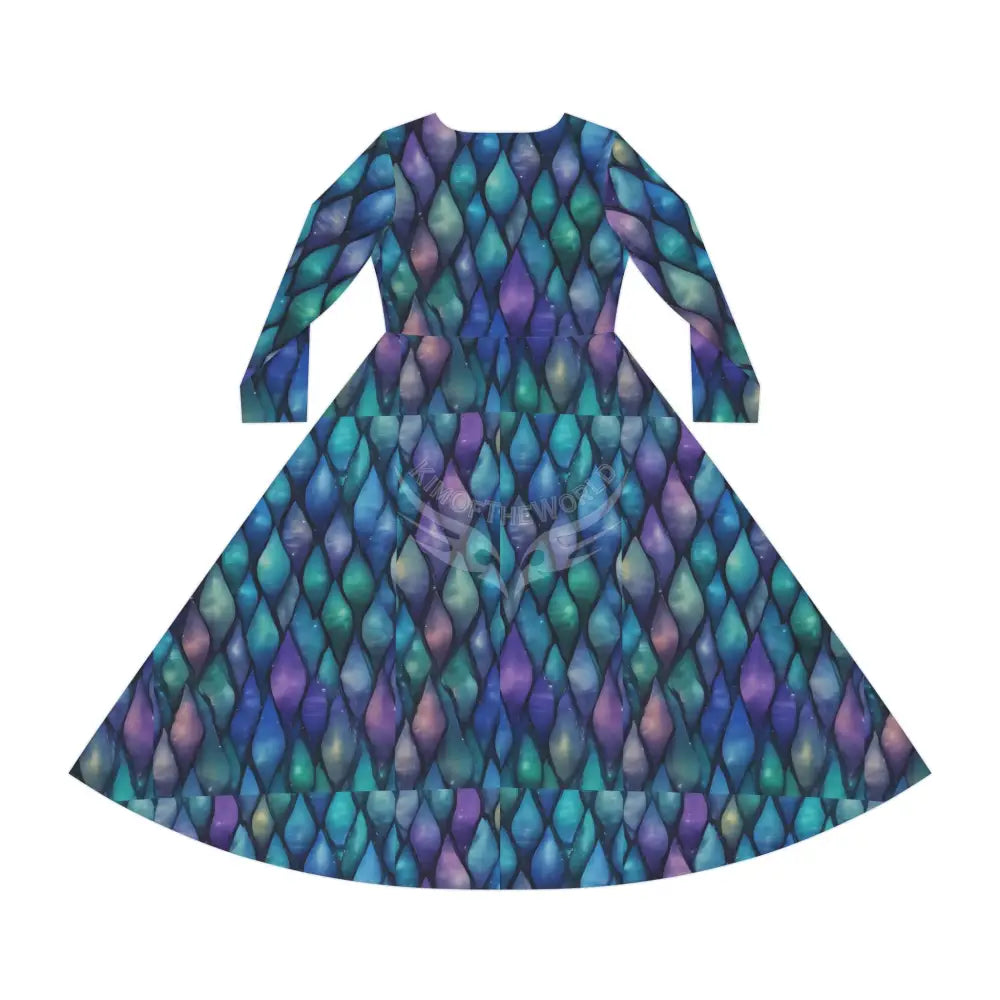 Mermaid Scales Tile Wallpaper Print Dress – Women’s Long Sleeve AOP L All Over Prints